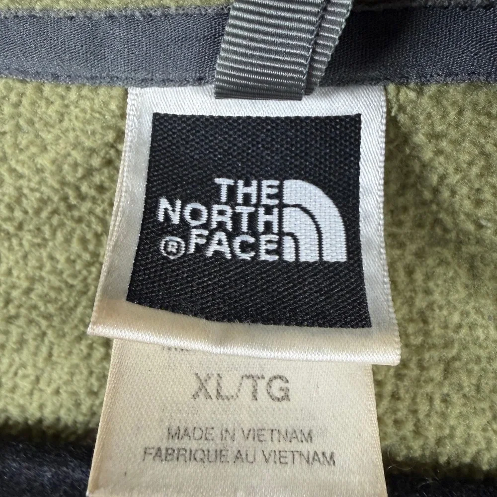 The North Face Mens XL Full Zip Thermal Fleece Jacket Olive Green Gray Hiking